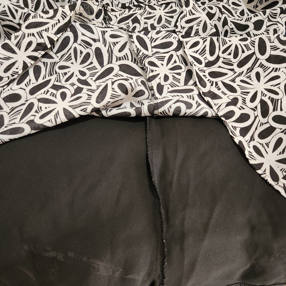 Vintage Unbranded Black White Floral Fully Lined A-Line Mermaid Skirt Size 16W - Picture 7 of 7